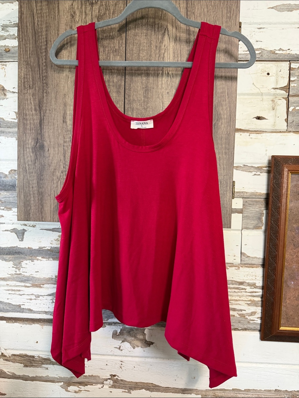Zenana Outfitters Bright Red Scoop Neck Flowy Tank